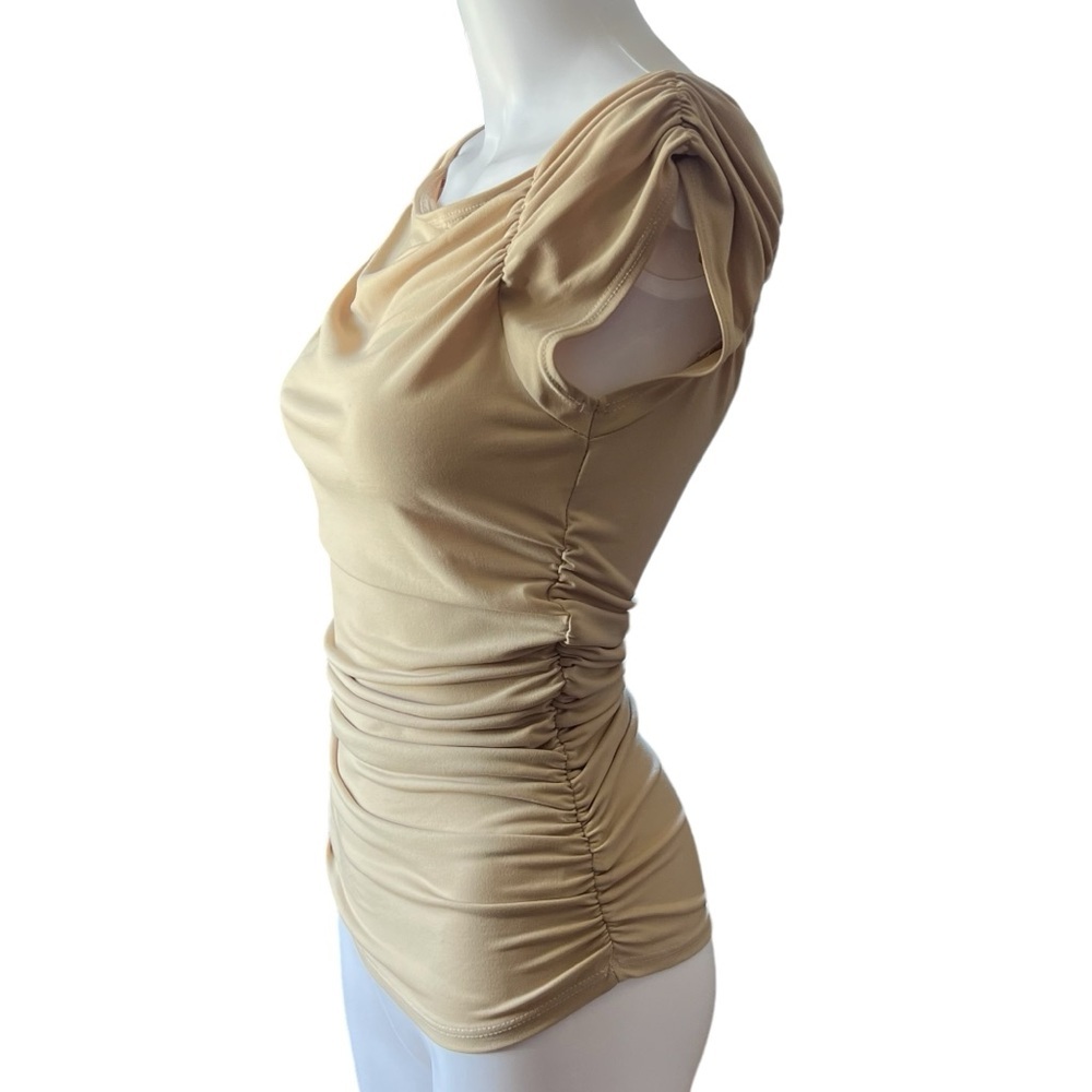 Hispania - Womens Beige Ruched Top Sz. SM/MD - Picture 2 of 7